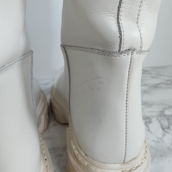 Gia X Pernille Tiesbaek White Leather Tubular Combat Boots Size 38.5 - Picture 8 of 14